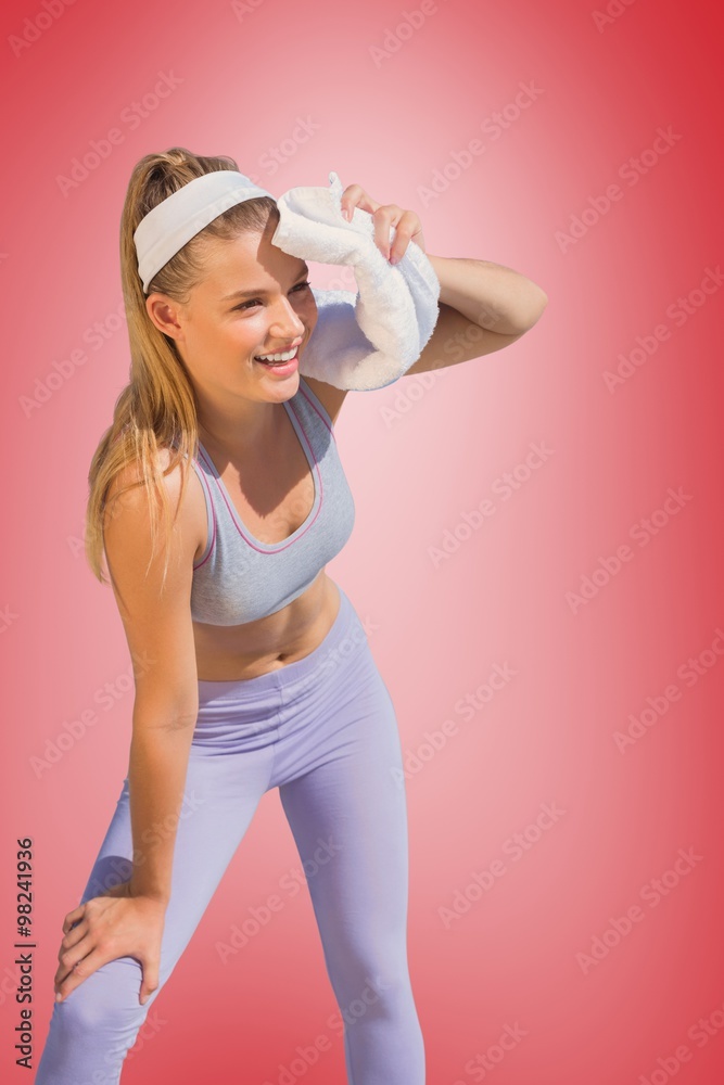 Fit woman holding towel Fit woman holding towel