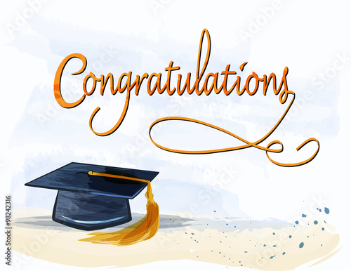 Mortar with congratulations text.