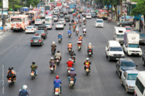 Traffic during the day in Bangkok ,Thailand.Blur or Defocus imag © ronnarong