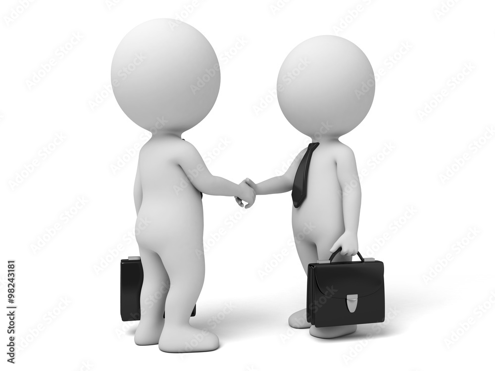 Two 3d people are shaking hands Two 3d people are shaking hands