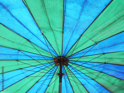 Bottom view of old umbrella