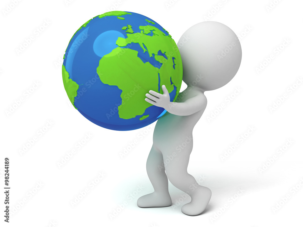 The 3d guy and a globe The 3d guy and a globe