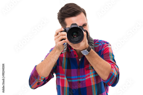 Man with digital camera