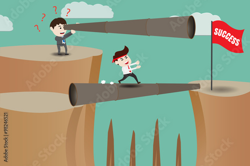 Vision, businessmen different ingenuity go to success