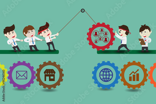 Components of teamwork leading to successful business, template