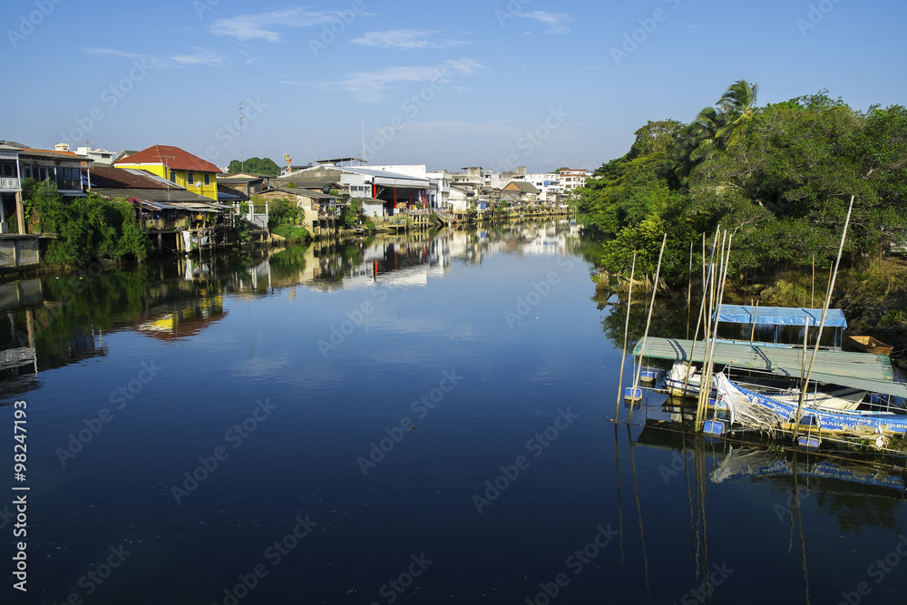 View Old town beside the river at Chanthaburi