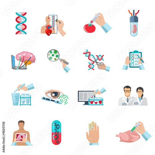 Flat Color Biotechnology Icons Set