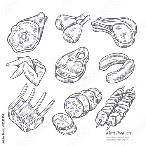 Gastronomic Meat Products Sketches