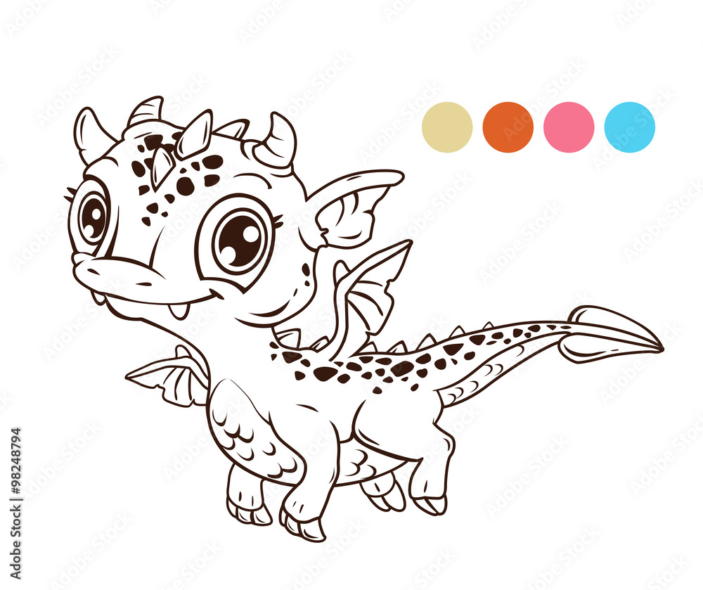 Cute cartoon flying baby dragon Stock Vector | Adobe Stock