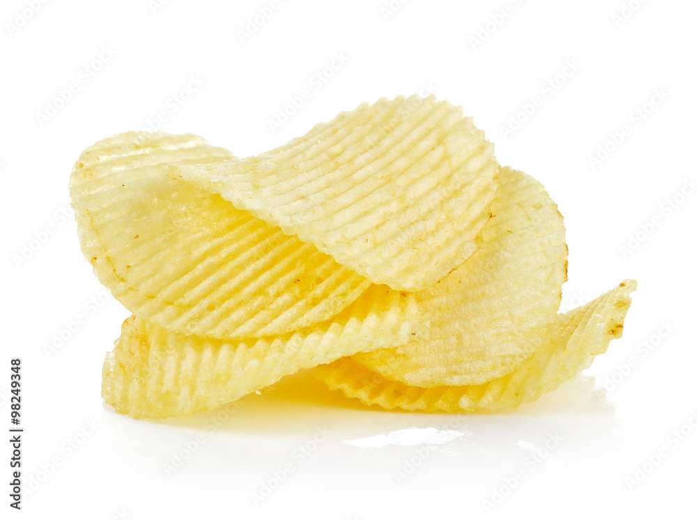 potato chips on white background potato chips on white background