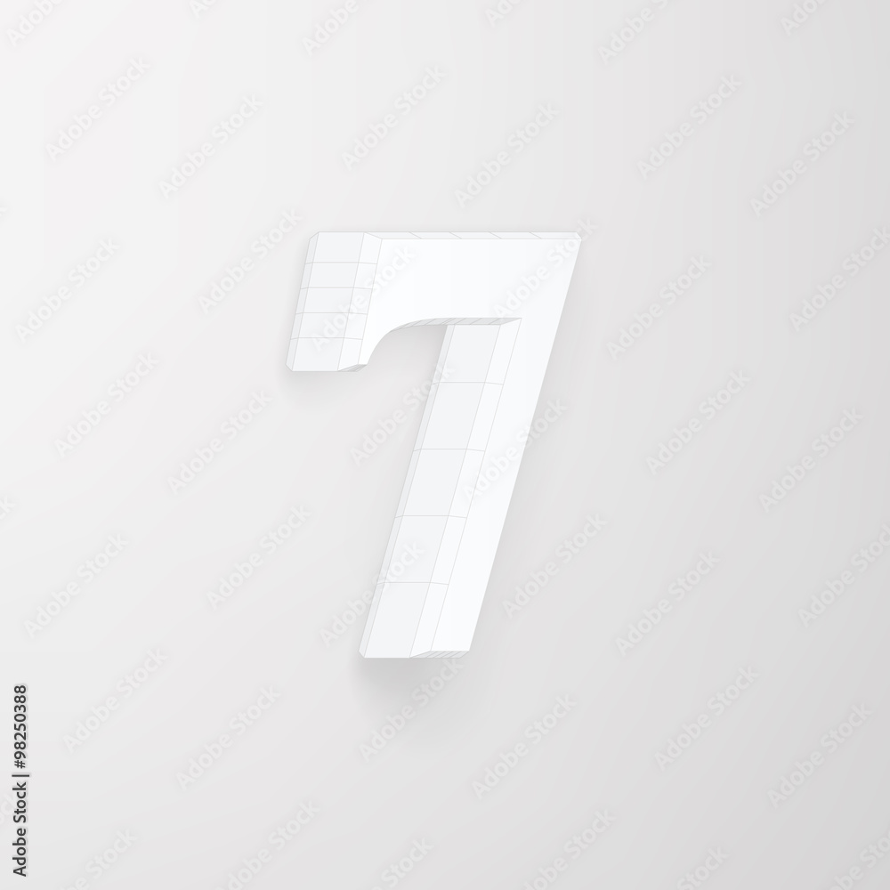 Alphabet collection: wireframe of 3d character 7, vector Alphabet collection: wireframe of 3d character 7, vector