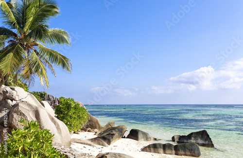 Untouched tropical beach Seychelles islands