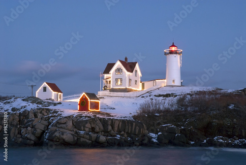 Holiday Lights at Cape Neddeck (Nubble) Lighthouse in Maine
