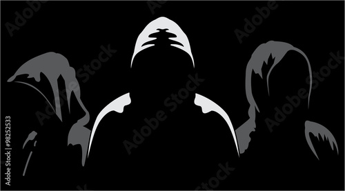 Silhouettes of three anonymous