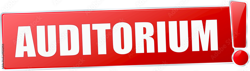 modern red auditorium vector sign in red with metallic border and a exclamation mark modern red auditorium vector sign in red with metallic border and a exclamation mark