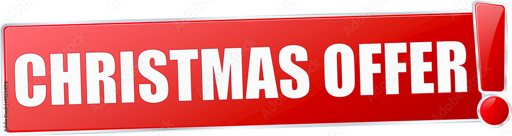 modern red Christmas offer vector sign in red with metallic border and a exclamation mark modern red Christmas offer vector sign in red with metallic border and a exclamation mark