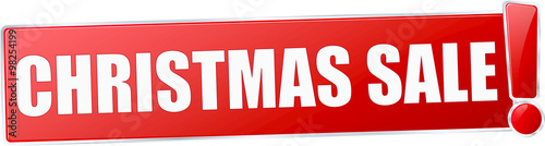 modern red Christmas sale vector sign in red with metallic border and a exclamation mark