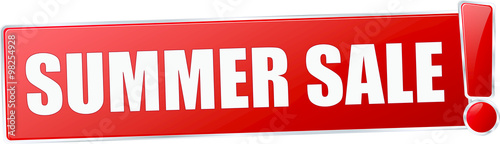 modern red summer sale vector sign in red with metallic border and a exclamation mark