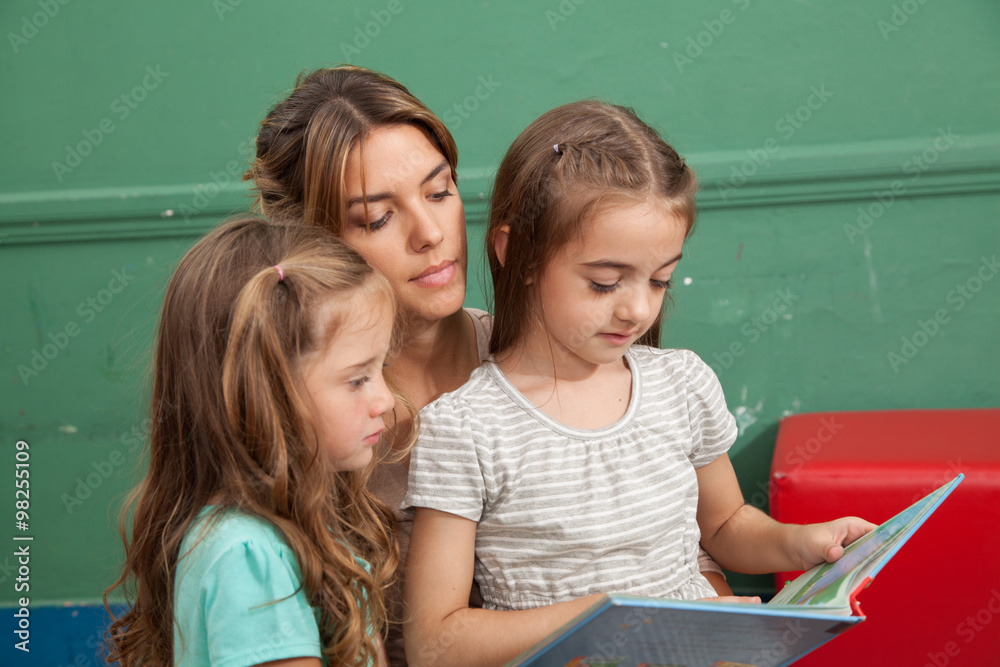 kindergarten class reading a book kindergarten class reading a book