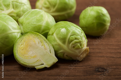 Brussels sprout on wooden background