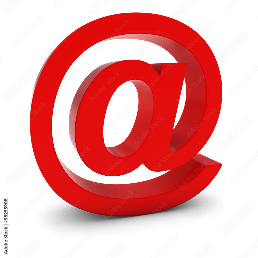 @ Symbol - Red 3D Email Symbol Isolated on White @ Symbol - Red 3D Email Symbol Isolated on White