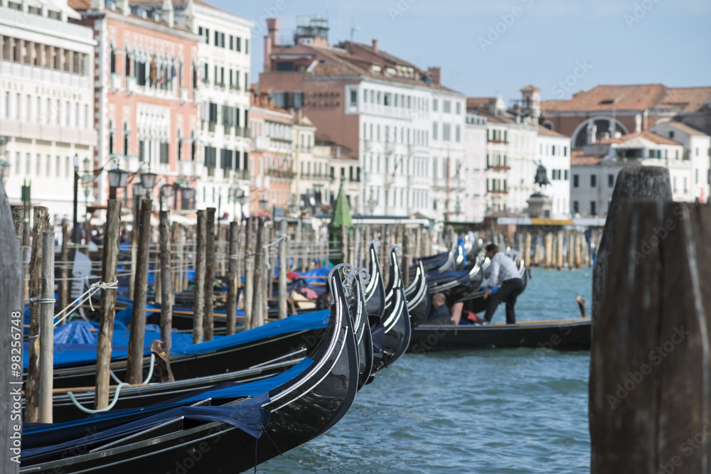 many gondolas in Venice