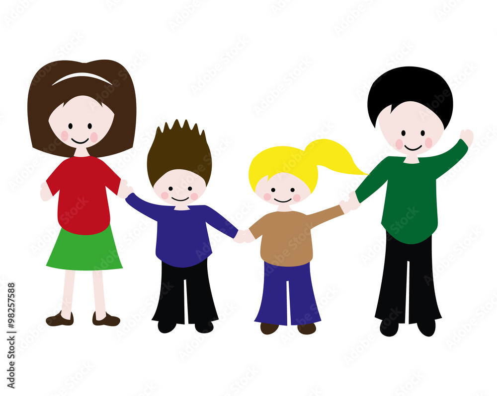 Vektor Familie Vater Mutter Sohn und Tochter Vektor Familie Vater Mutter Sohn und Tochter