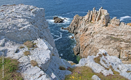 Cliffs along the coast of Brittany in summer