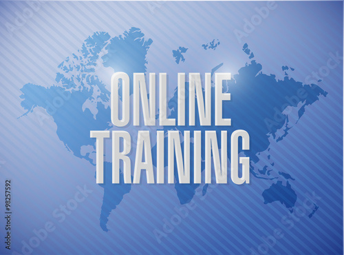 Принти на полотні Online Training world map sign concept