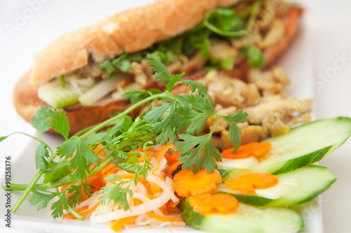 banh mi vietnamese sandwich asian chicken bacon pork fast food photo