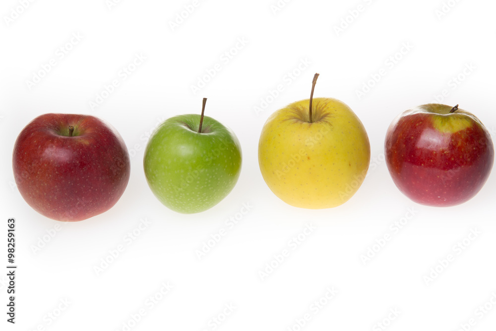 Various fresh ripe apples in different colors. Various fresh ripe apples in different colors.
