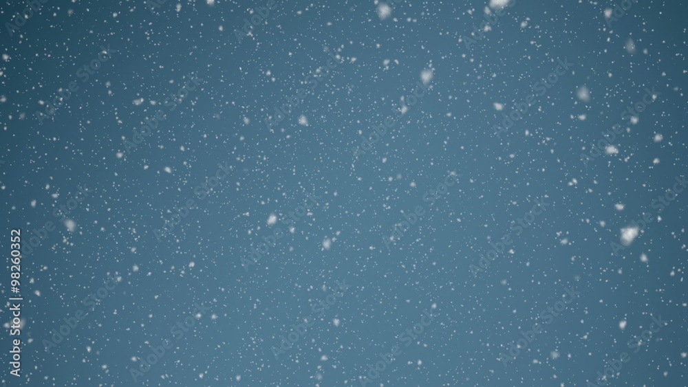 Beautiful Snowfall with Blue Background - Seamless Loop