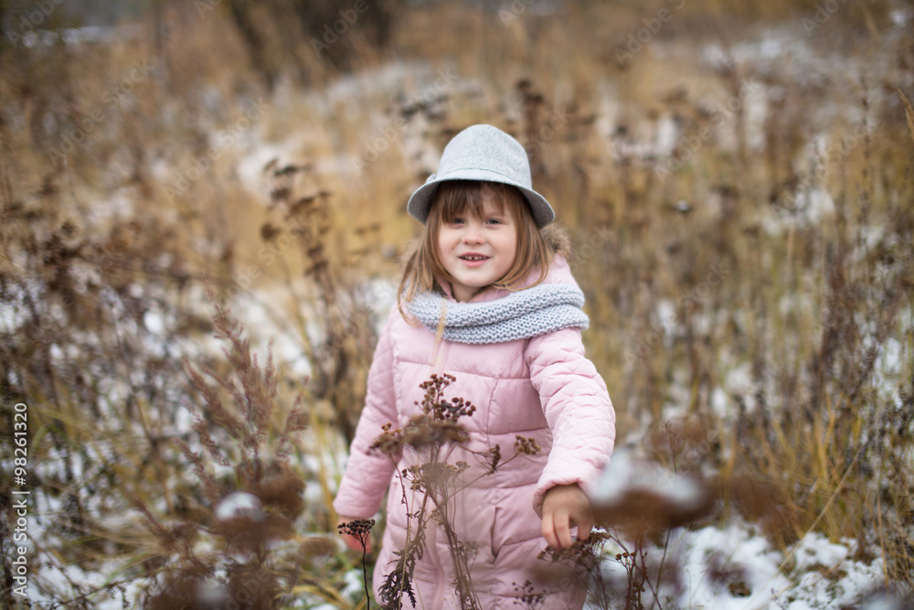 shaggy girl in jacket, gray scarf and fedora hat shaggy girl in jacket, gray scarf and fedora hat