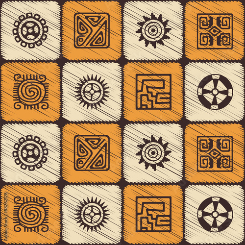 Seamless pattern with American Indians art and ethnic ornaments for your design