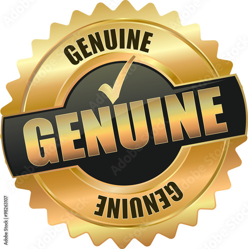 golden shiny vintage genuine 3D vector icon seal sign button shield star with checkmark
