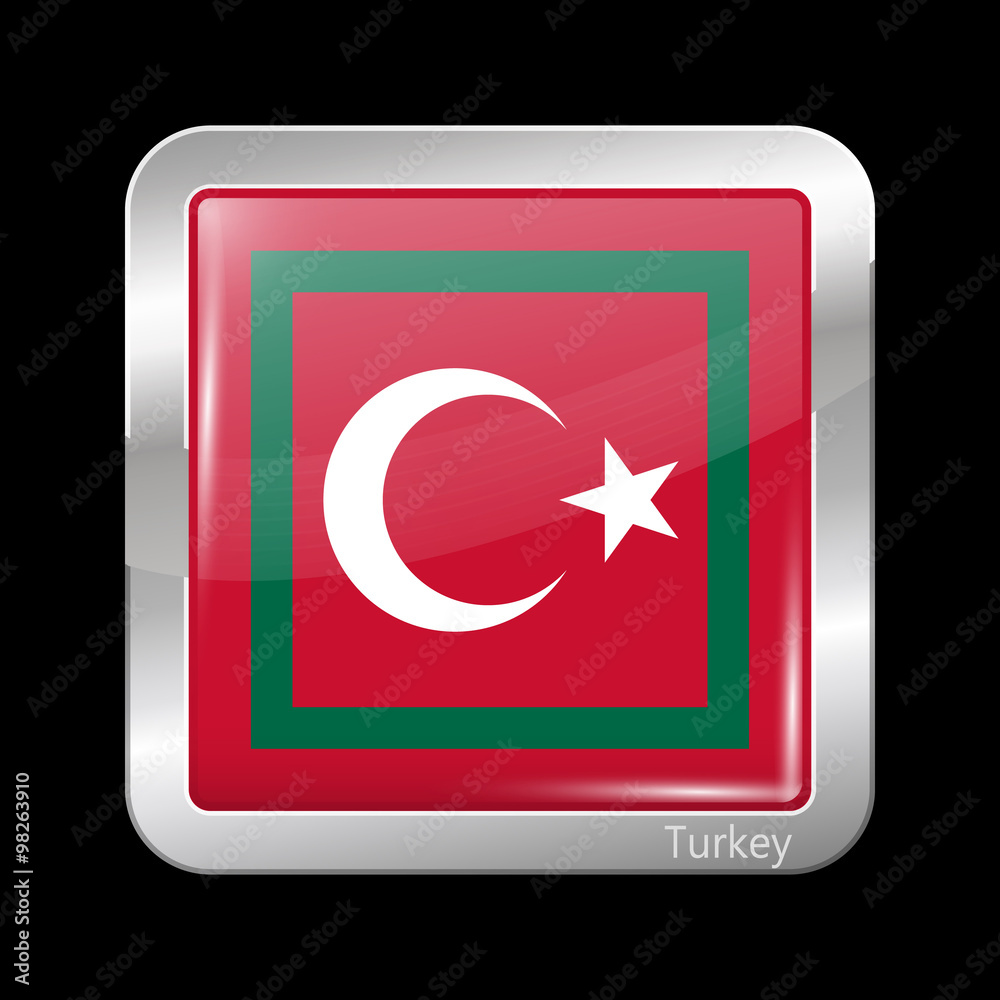 Turkey Variant Flag. Metallic Icon Square Shape Turkey Variant Flag. Metallic Icon Square Shape