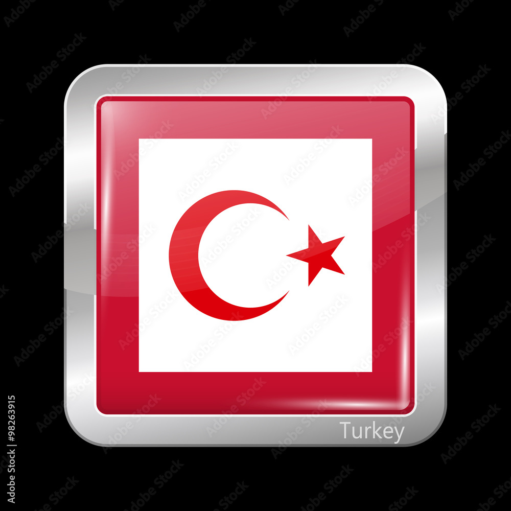 Turkey Variant Flag. Metallic Icon Square Shape Turkey Variant Flag. Metallic Icon Square Shape