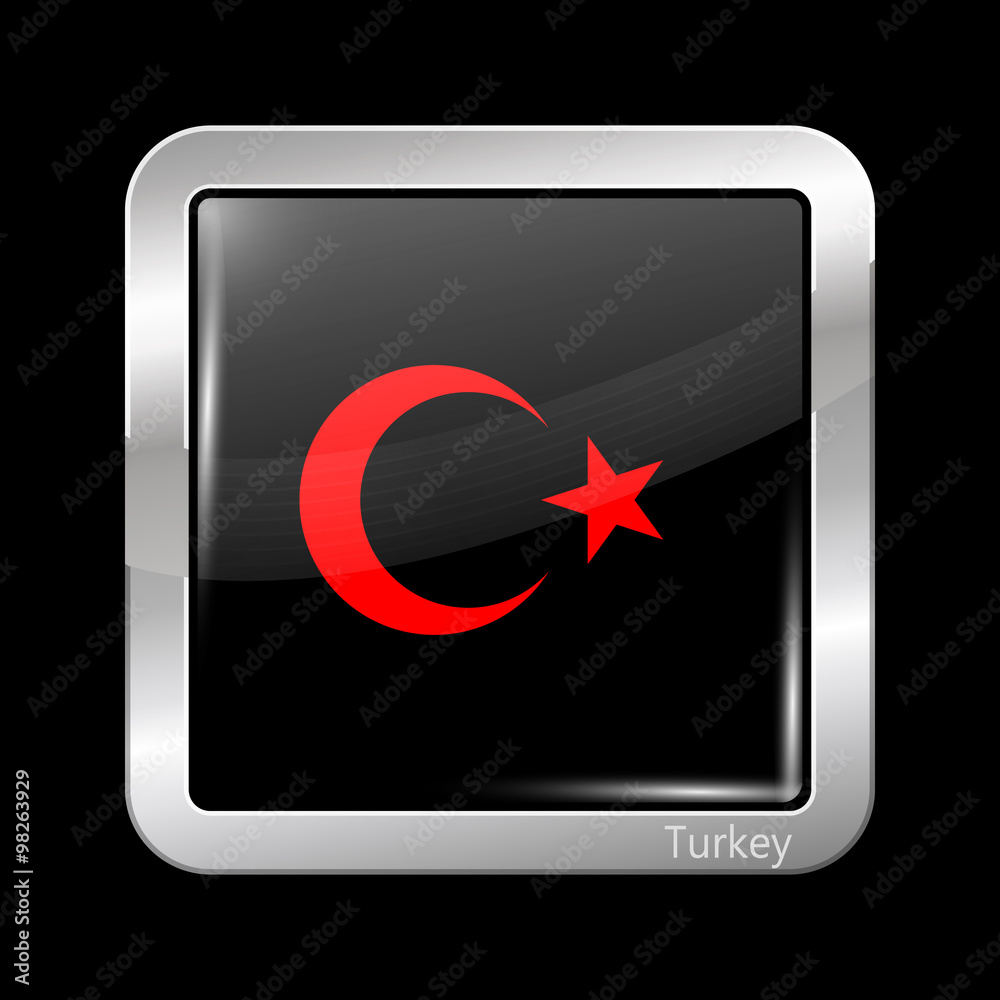 Turkey Variant Flag. Metallic Icon Square Shape Turkey Variant Flag. Metallic Icon Square Shape