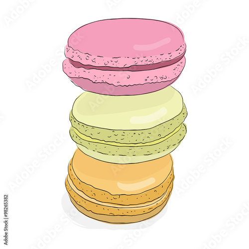 Set of isolated colorful doodle macaroon. Sketch macaroon. Macaroons