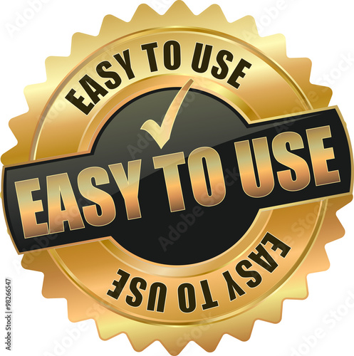 golden shiny vintage eas to use 3D vector icon seal sign button shield star with checkmark
