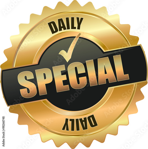 golden shiny vintage special 3D vector icon seal sign button shield star with checkmark