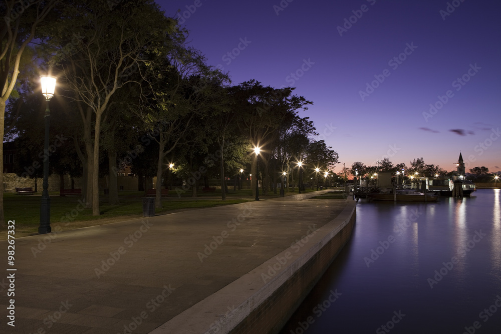 Burano Island At Night, Italy, a Venice's island Burano Island At Night, Italy, a Venice's island