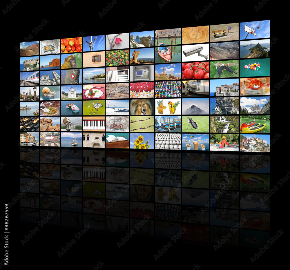 Big video wall of the TV screen Big video wall of the TV screen