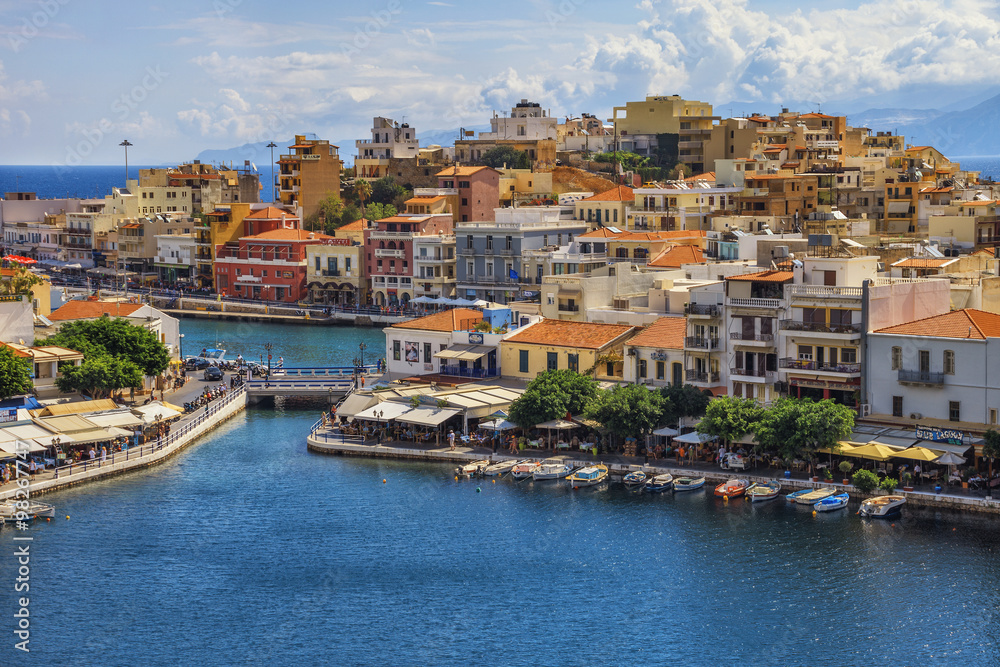 View over Agios Nikolaos harbour, Crete
