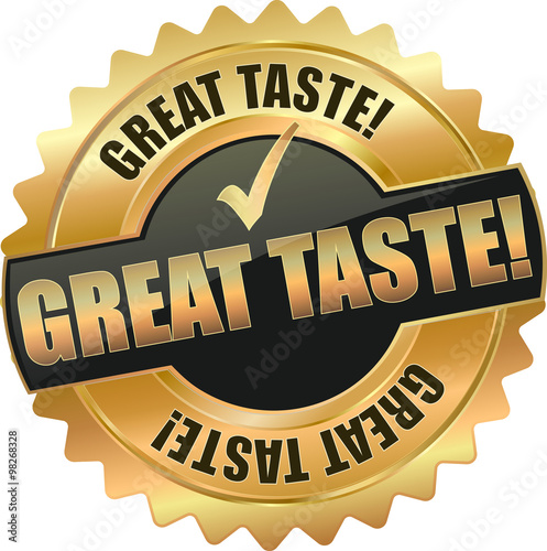golden shiny vintage grat taste 3D vector icon seal sign button star with checkmark