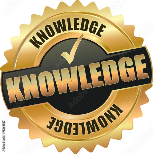 golden shiny vintage knowledge 3D vector icon seal sign button star with checkmark