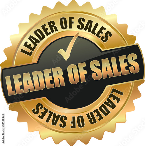 golden shiny vintage leader of sales 3D vector icon seal sign button star with checkmark
