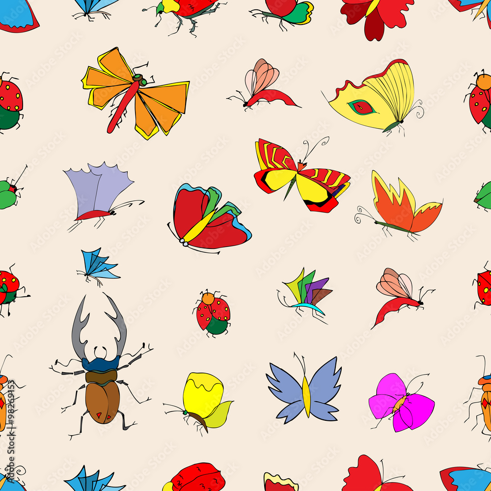 seamless pattern with insects seamless pattern with insects