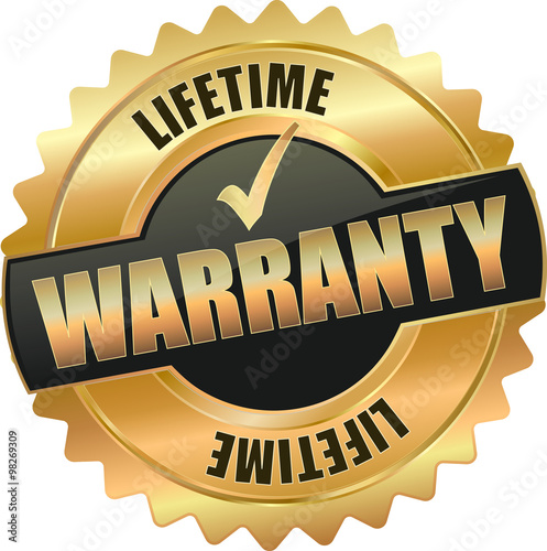 golden shiny vintage warranty 3D vector / icon seal sign button shield star with checkmark