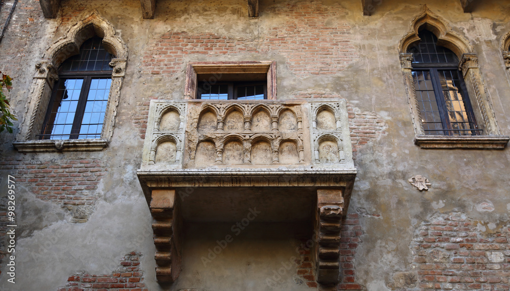 Balcony in the house of the legendary Shakespeare's Juliet in Verona, Italy